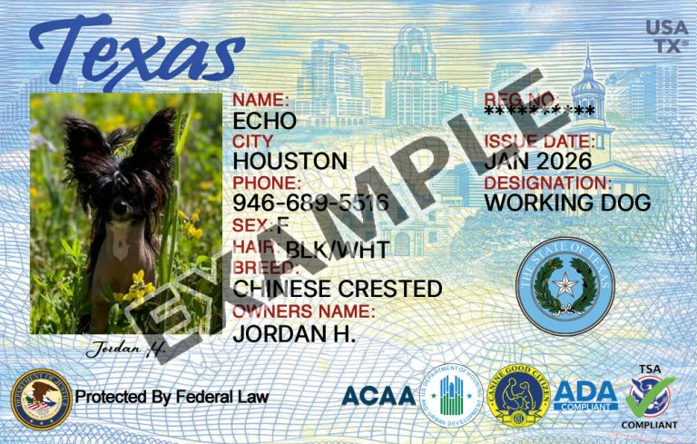 ESA registration card